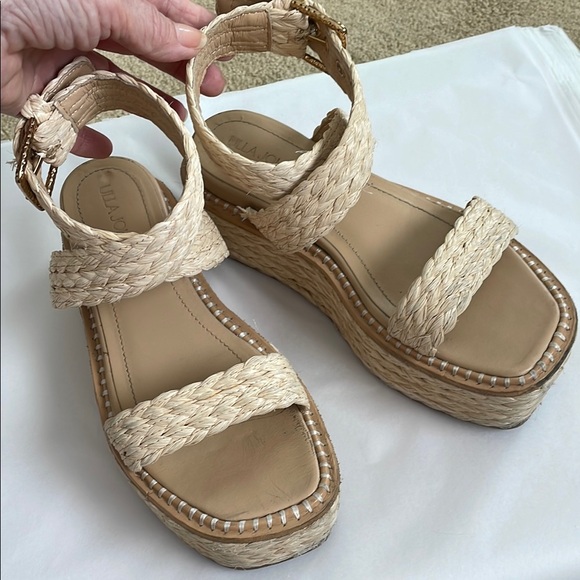ULLA JOHNSON GEMMA WEDGES Cream Braided Platform Sandals Excellent Cond! size 37 - Picture 2 of 12
